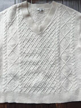 Antique Cream Cable-Knit V-Neck Sweater Vest
